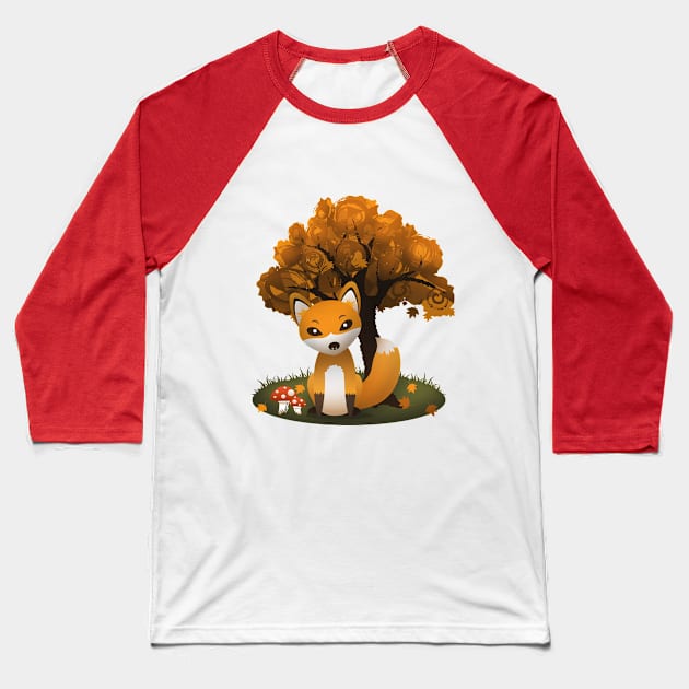 Forest Fox Baseball T-Shirt by LunaAndromeda